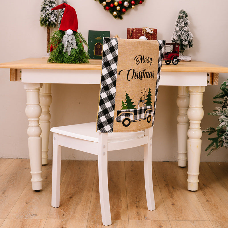 Christmas decoration supplies, home atmosphere decoration, chair covers, Christmas checkered car letter chair covers, stool covers