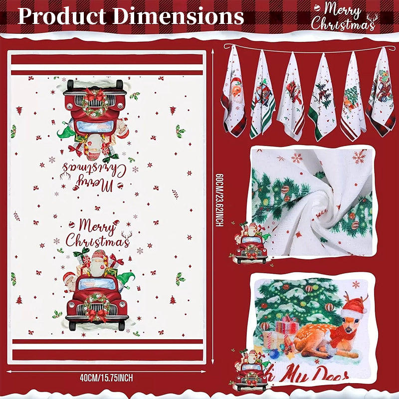 Christmas Kitchen Towels, Cute Absorbent Dish Cloths for Holiday Decor & Cleaning