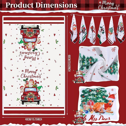 Christmas Kitchen Towels, Cute Absorbent Dish Cloths for Holiday Decor & Cleaning