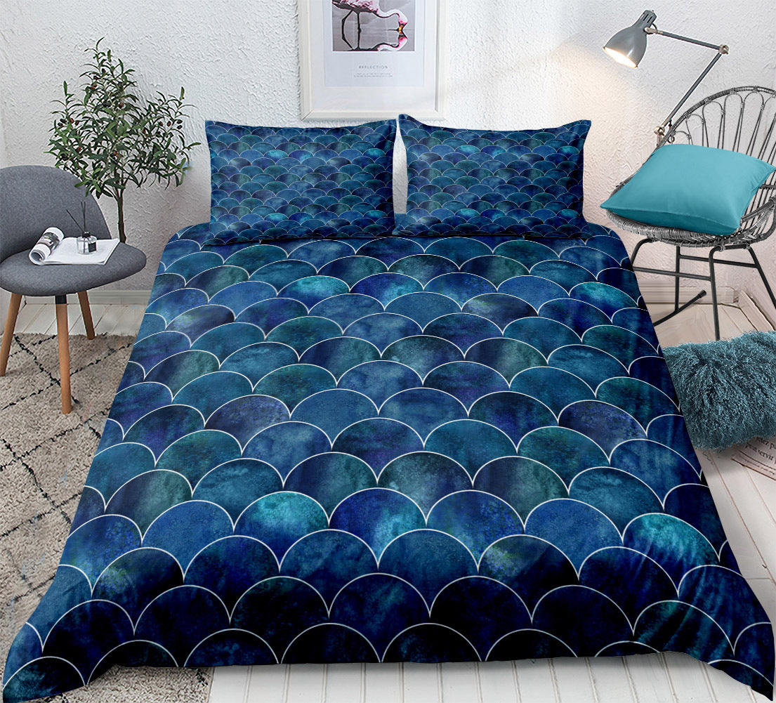 Mermaid Pattern Fish Scales Three Or Four Pieces Household Quilt Cover Bedding