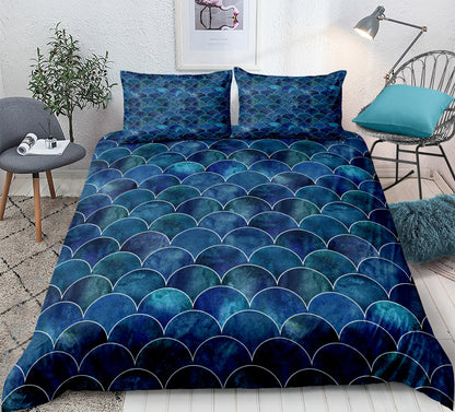 Mermaid Pattern Fish Scales Three Or Four Pieces Household Quilt Cover Bedding