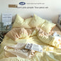 Solid Color Simple Four-Piece Set Flannel Quilt Cover INS Style Quilt Cover Dormitory Summer Washed Cotton Bedding Three-Piece Set