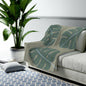 Abstract Leaves Green Plush Blanket Throw