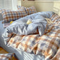 Cotton Dyed Washed Cotton Bedding Set Pure Cotton A Class Flat Sheet Quilt Cover Fitted Sheet Quilt Cover Three-Piece Set Striped