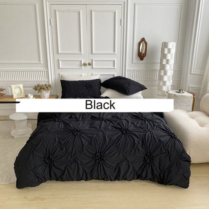Bedding, Amazon duvet cover, pillowcase, solid color, 3D 3D 3D distressed button flower 3-piece set, no bed sheets