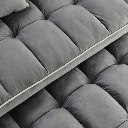 LuneluX_Home – 55.5" Foldable Velvet Sofa Bed Adjustable in 3