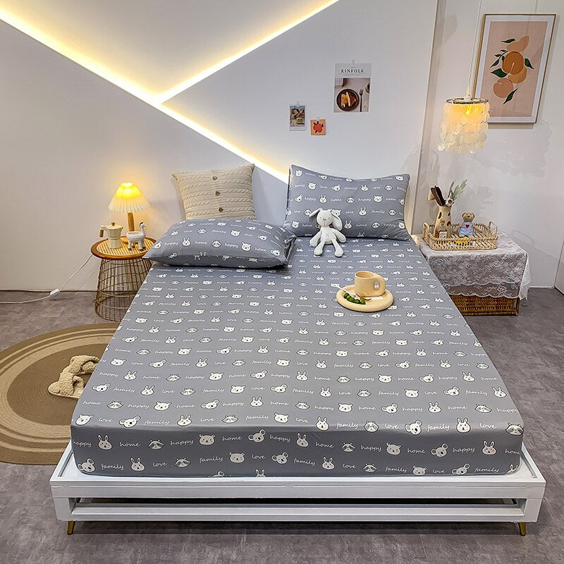 Cotton Elastic Bed Sheet Geometric Printed Fitted Sheet Elastic Bed Linen Mattress Cover Queen King Size bedding set Bedspread