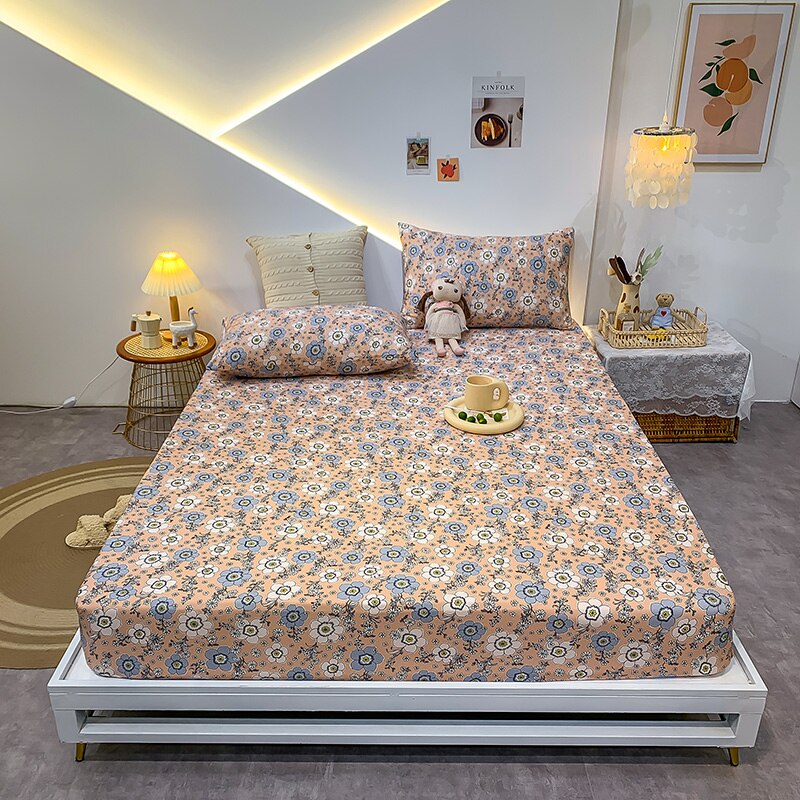 Cotton Elastic Bed Sheet Geometric Printed Fitted Sheet Elastic Bed Linen Mattress Cover Queen King Size bedding set Bedspread