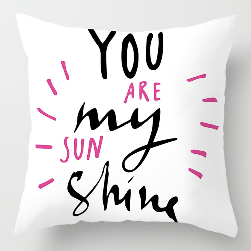 Fashion Pink Letter Pillow Case 45*45 Polyester Home Throw Pillows Soft Decorative Cushion Cover For Sofa Chair Pillow Covers