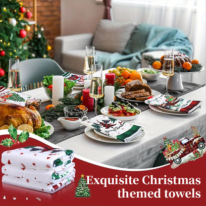 Christmas Kitchen Towels, Cute Absorbent Dish Cloths for Holiday Decor & Cleaning