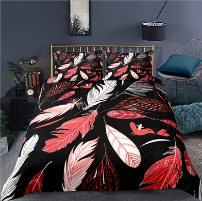 3D digital printing bedding quilt cover pillow case three piece feather series