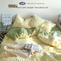 Solid Color Simple Four-Piece Set Flannel Quilt Cover INS Style Quilt Cover Dormitory Summer Washed Cotton Bedding Three-Piece Set