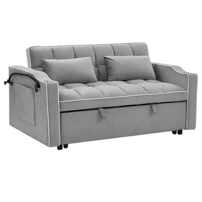 LuneluX_Home – 55.5" Foldable Velvet Sofa Bed Adjustable in 3