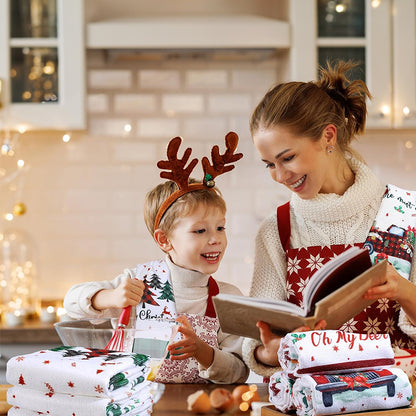 Christmas Kitchen Towels, Cute Absorbent Dish Cloths for Holiday Decor & Cleaning
