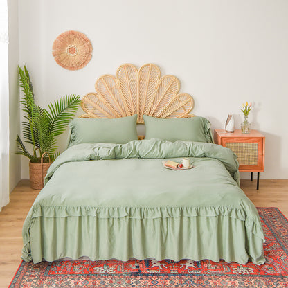 Home textile bedding chemical fiber washed cotton long flounce quilt cover set