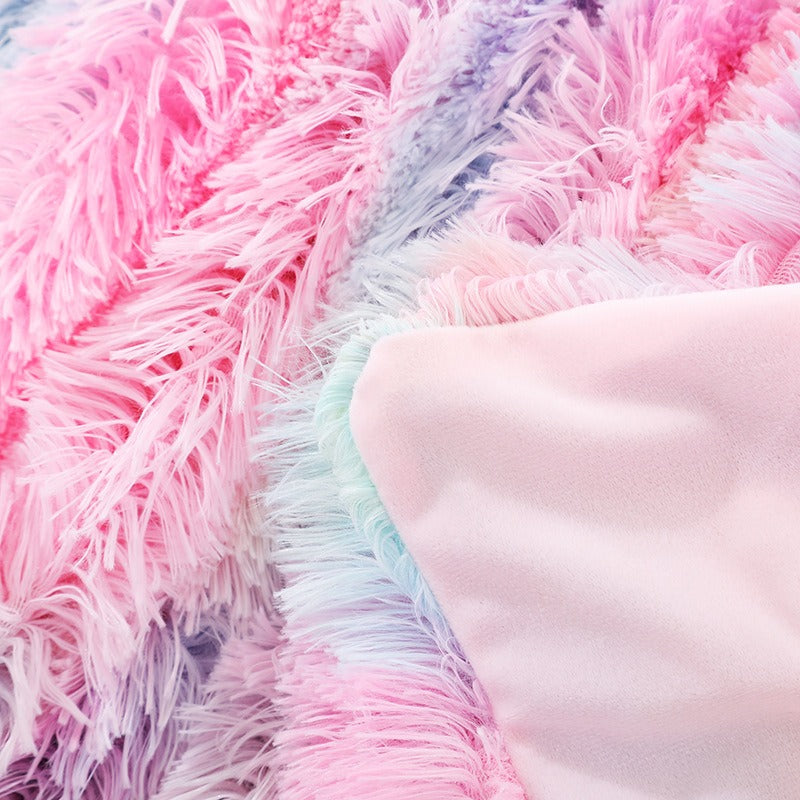 Photography Props, Small Rainbow Blankets, Nordic Style Office Lazybones, Nap Blankets, Tie Dyed Sofa Blankets, Plush Blankets