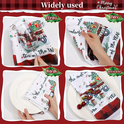 Christmas Kitchen Towels, Cute Absorbent Dish Cloths for Holiday Decor & Cleaning
