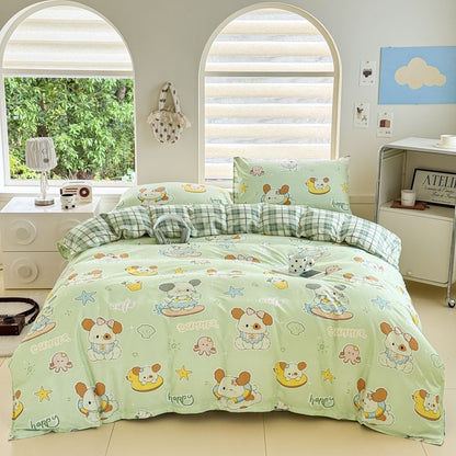 Cartoon Four-Piece Set Fresh Autumn and Winter Single Student Dormitory Bedding Sheet Three-Piece Set Single Quilt Cover
