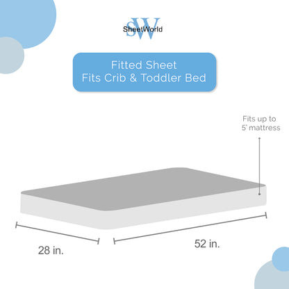SheetWorld Fitted Crib Sheet - 100% Cotton Woven - Red Damask, Made In