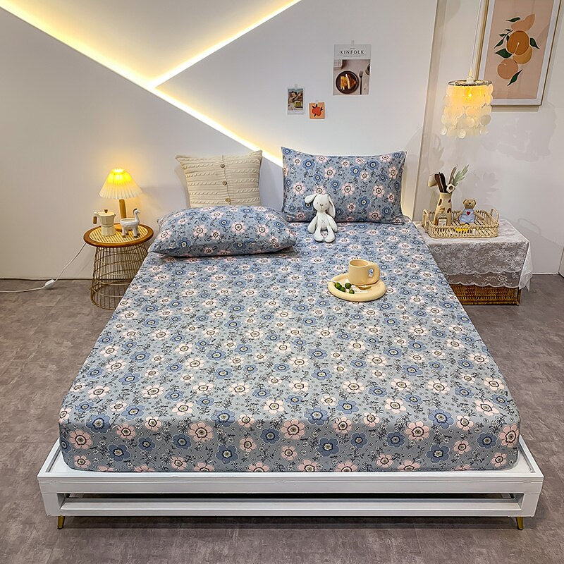 Cotton Elastic Bed Sheet Geometric Printed Fitted Sheet Elastic Bed Linen Mattress Cover Queen King Size bedding set Bedspread