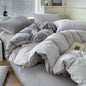 Cotton Dyed Washed Cotton Bedding Set Pure Cotton A Class Flat Sheet Quilt Cover Fitted Sheet Quilt Cover Three-Piece Set Striped