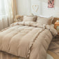 Home Textile Bedding Chemical Fiber Washed Cotton Surface Ruffled Quilt Cover Kit