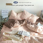 Solid Color Simple Four-Piece Set Flannel Quilt Cover INS Style Quilt Cover Dormitory Summer Washed Cotton Bedding Three-Piece Set