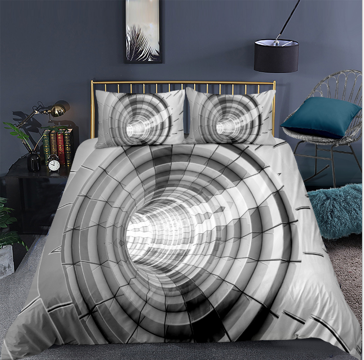 3D digital printing bedding home textile three piece quilt cover pillow case