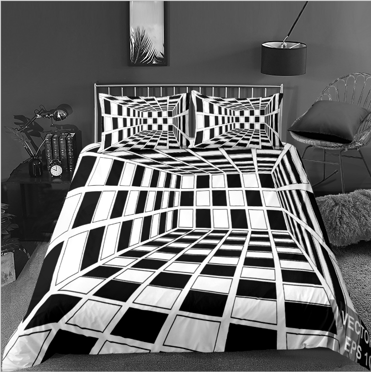 3D digital printing bedding home textile three piece quilt cover pillow case