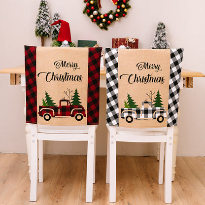 Christmas decoration supplies, home atmosphere decoration, chair covers, Christmas checkered car letter chair covers, stool covers