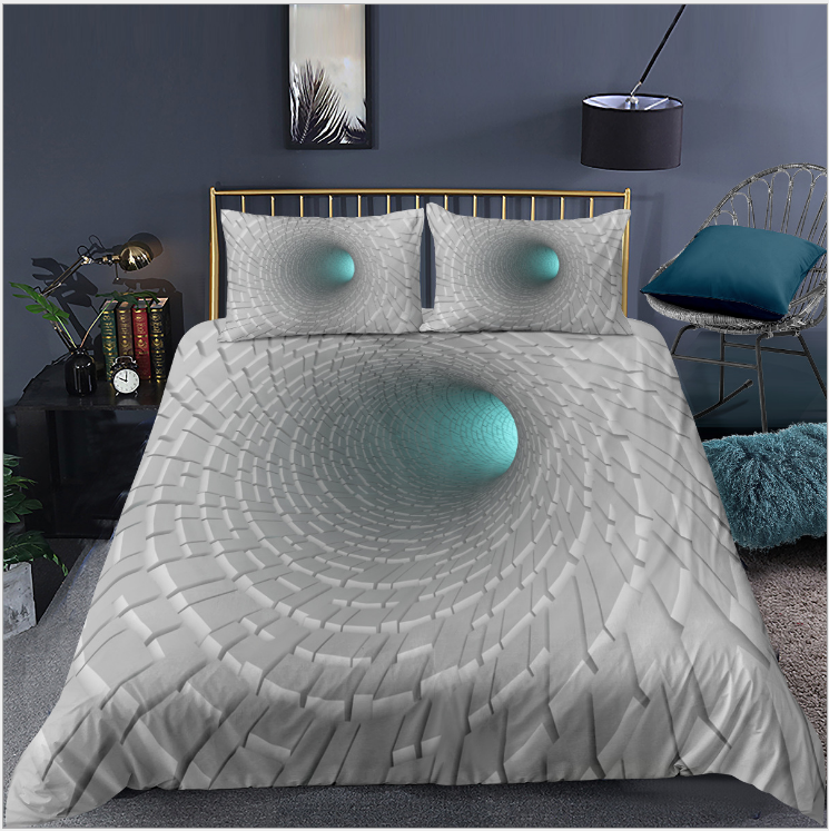 3D digital printing bedding home textile three piece quilt cover pillow case
