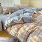Cotton Dyed Washed Cotton Bedding Set Pure Cotton A Class Flat Sheet Quilt Cover Fitted Sheet Quilt Cover Three-Piece Set Striped