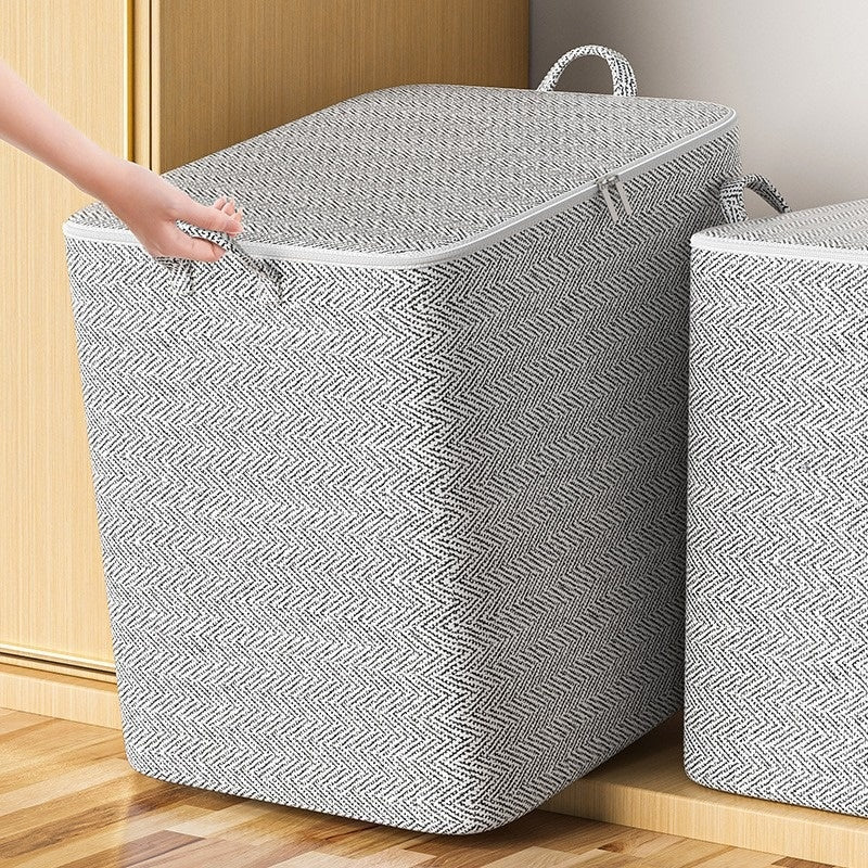 Large Capacity Gray Arrow Storage Bag for Home Use, Dust-Proof Organizer for Blankets, Clothes, and Bedding Storage Bag