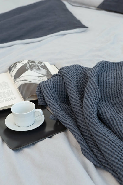 White linen waffle towel | European Linen Blend