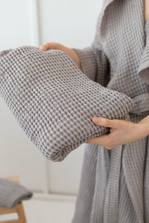 White linen waffle towel | European Linen Blend