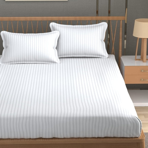 Premium Cotton Double Bed Sheet with 2 Pillow Covers(Color-White)