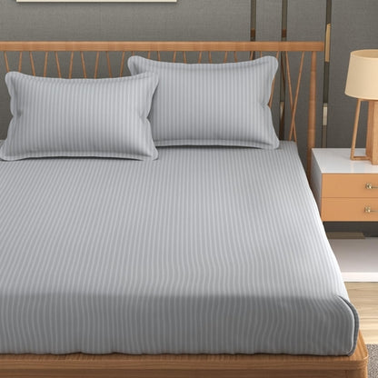 Premium Cotton Double Bed Sheet with 2 Pillow Covers(Color-Silver)
