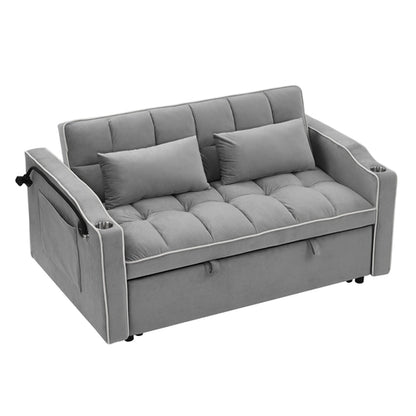 LuneluX_Home – 55.5" Foldable Velvet Sofa Bed Adjustable in 3