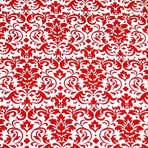 SheetWorld Fitted Crib Sheet - 100% Cotton Woven - Red Damask, Made In